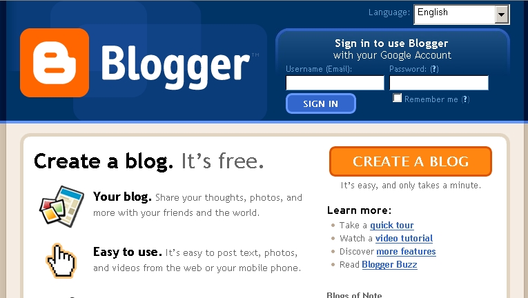 Blogger login