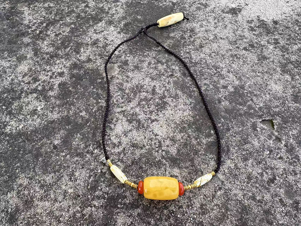 蜜蜡南红锁骨链