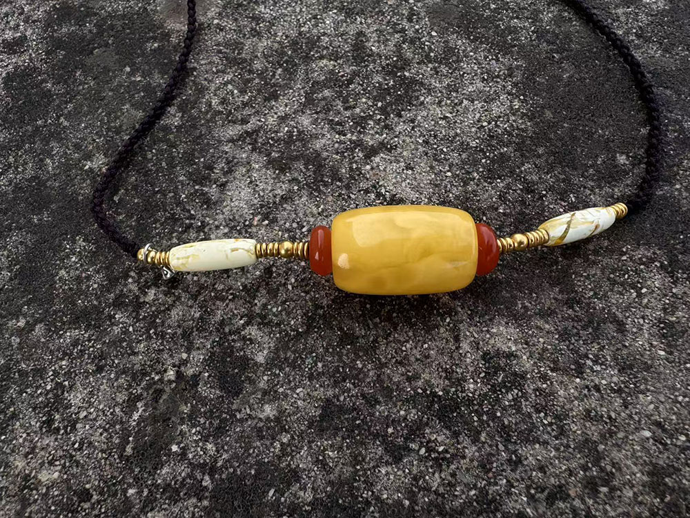 蜜蜡南红锁骨链